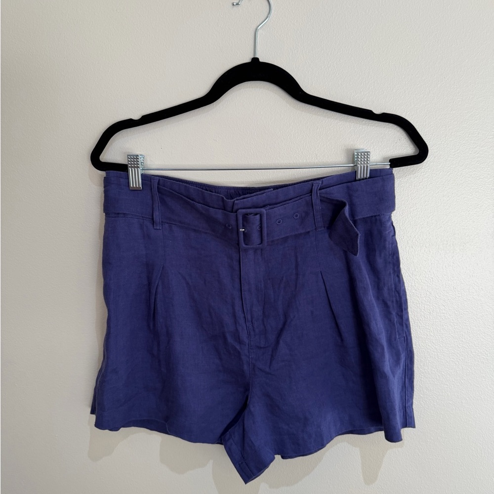NEW Joie 100% linen Shorts with Belt High Waist blue with pockets